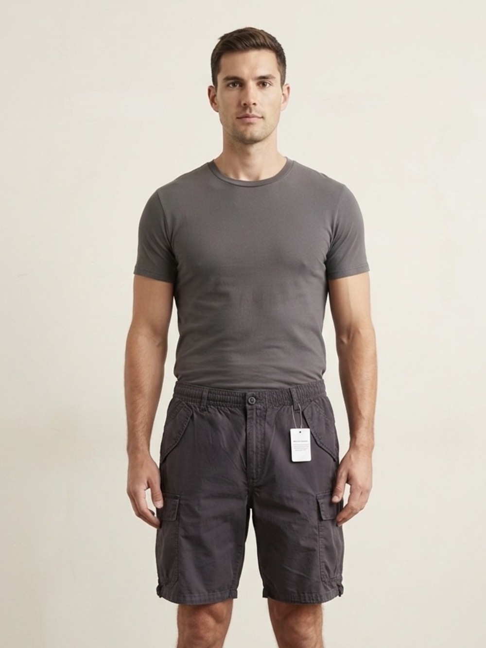 Parachute Cargo Shorts Men’s XL Gray Cotton Poplin Baggy Fit NWT